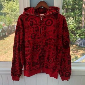 bape multi logo hoodie